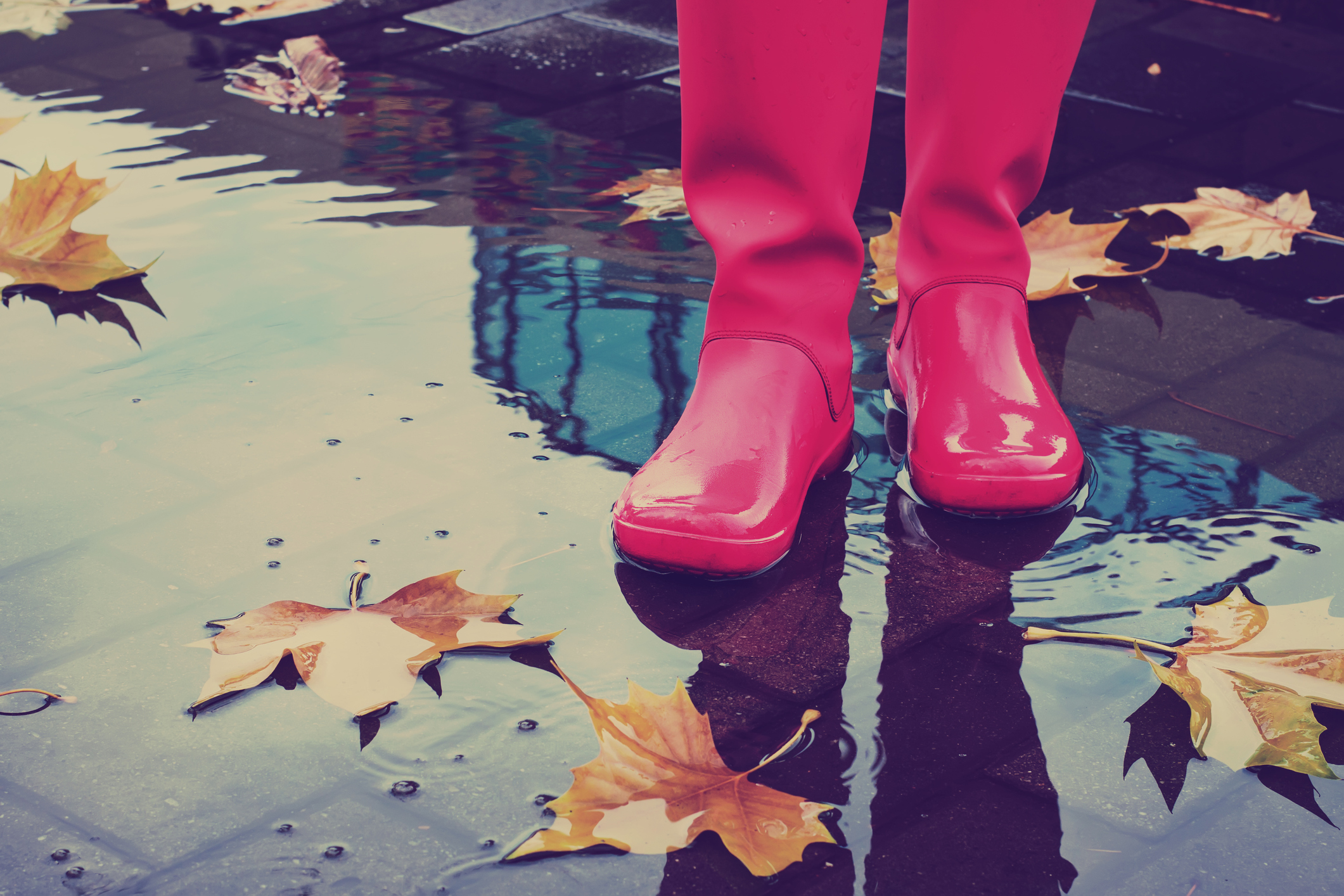 Woman in rain boots